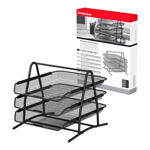 Picture of MESH BLACK 3 TIER LETTER TRAY